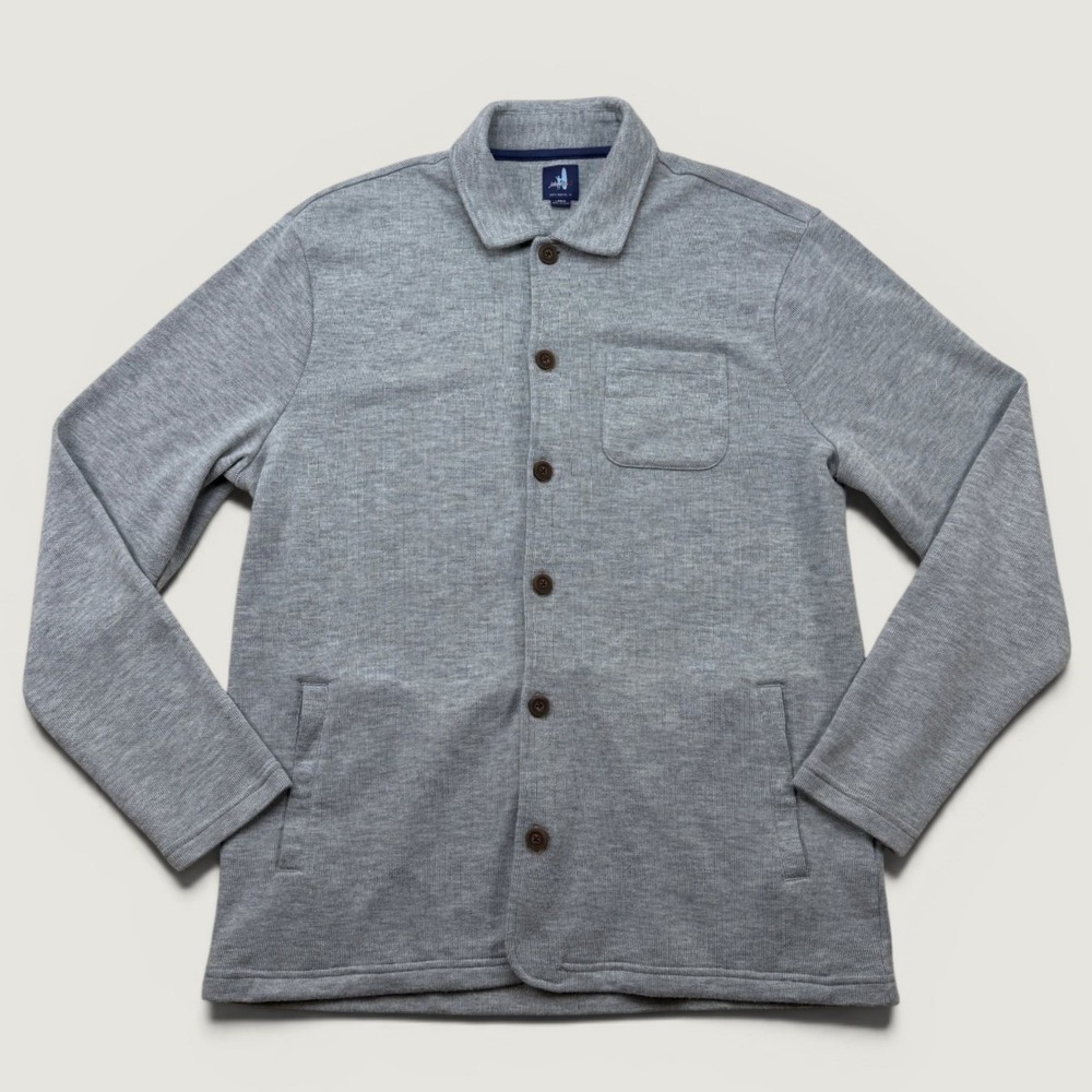 Johnnie-O Mens Large Tudor Shirt Jacket Light Gray Wool Blend JMJK2140